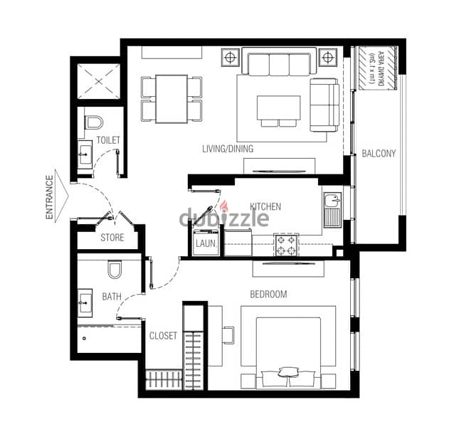 1 spacious bedroom for sale in yiti/فرصة تملك شقة بغرفة واحدة في يتي 1