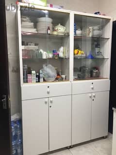 glass shelves  crockery  cabinet with relly good condition