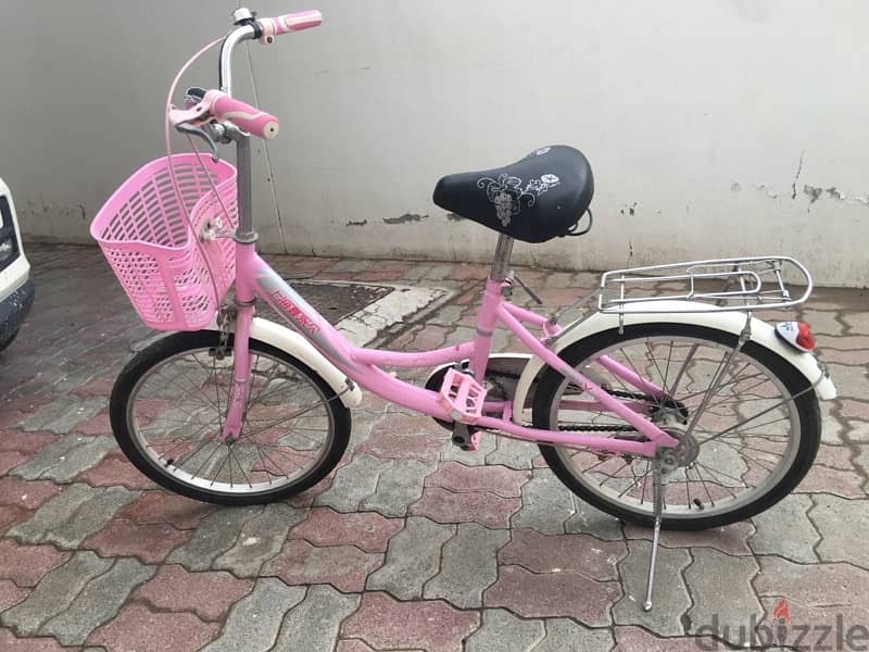 a bike in a new condition with an in front basket and a back seat 2