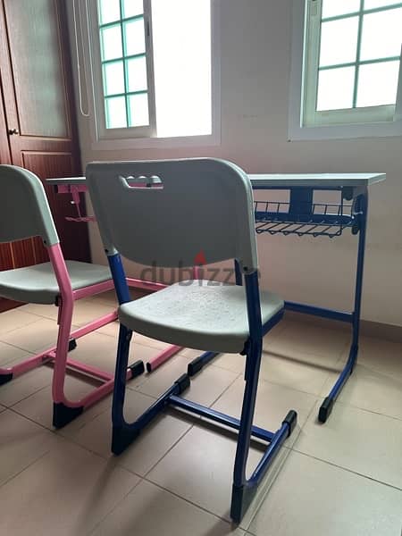 Used kids Study Table with Chairs - each set 4