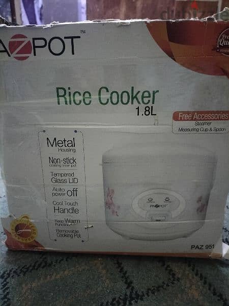 pazpot rice cocker 1.8 ltr 2pcs 3