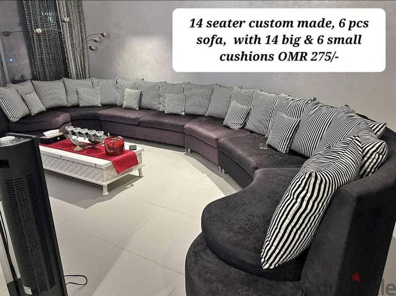 Customised leather sofa. 6 piece 14 seater. 1