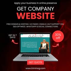 Company Website Development Free Domain Hosting Emails Marketing Boost