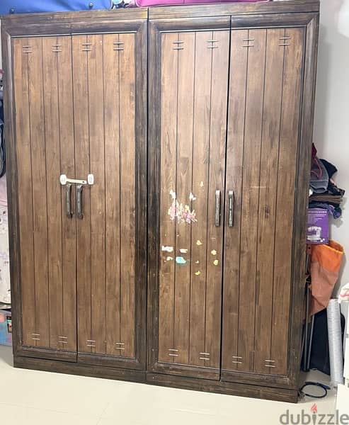 king size Double bed with mattress and wardrobe 0