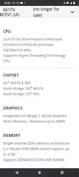 Acer motherboard for PC ECS 661FX-M7 DDR 400 RAM- 6