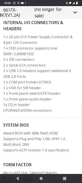 Acer motherboard for PC ECS 661FX-M7 DDR 400 RAM- 9