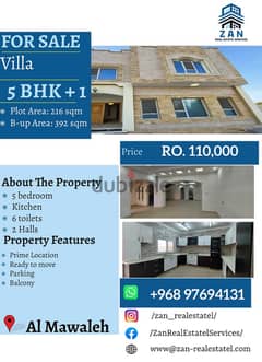For Sale 5 BHK villa + 1 at Al Mawaleh