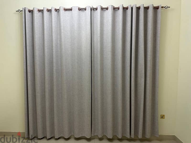 beige curtain with rail and holder 1