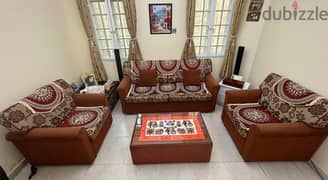 Sofa set 5 seated (3+1+1)with the center table in very good condition