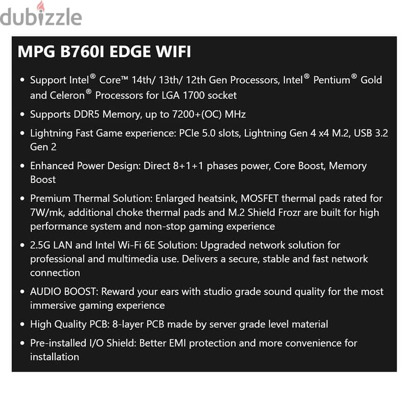 Msi MPG B760I Edge Wifi Gaming MotherBoard - مذربورد جيمينج ! 6