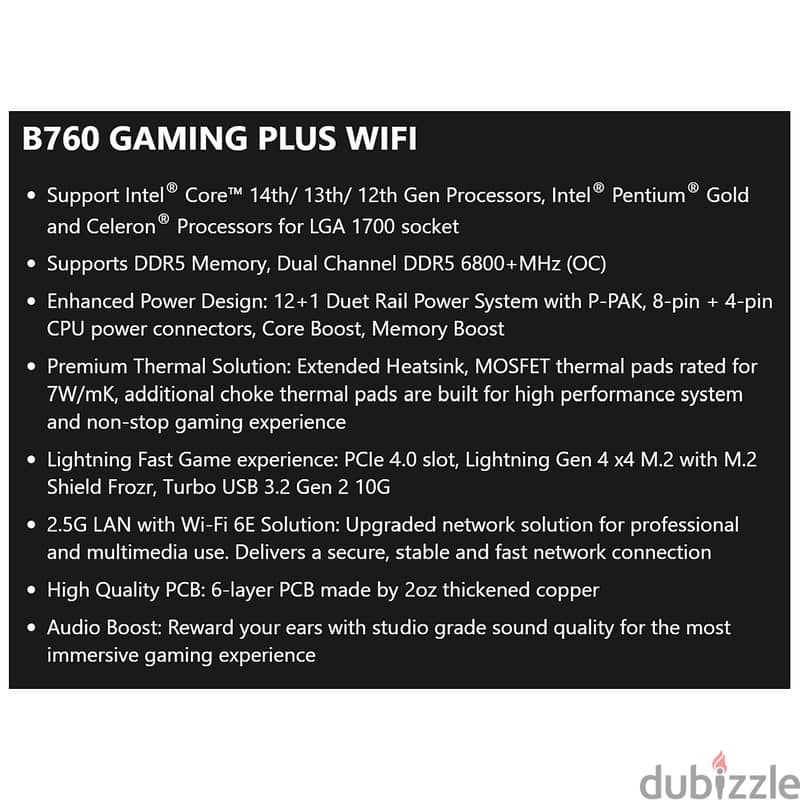 Msi B760 Gaming Plus Wifi MotherBoard - جيمينج مذربورد من ام اس اي ! 6