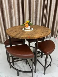 wooden round high table
