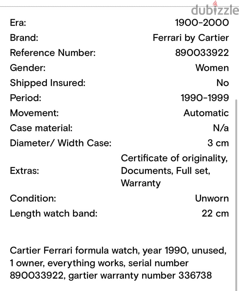 Cartier Ferrari formula watch, year 1990, unused (MUST HAVE) 15