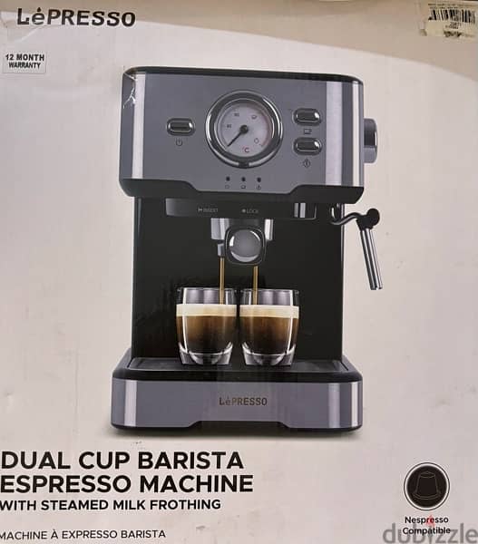 DUAL CUP BARISTA ESPRESSO MACHINE WITH STEAMED MILK FROTHING 0