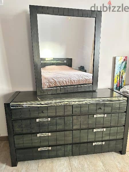 king size bed with dressing cupboard with two side tables 3