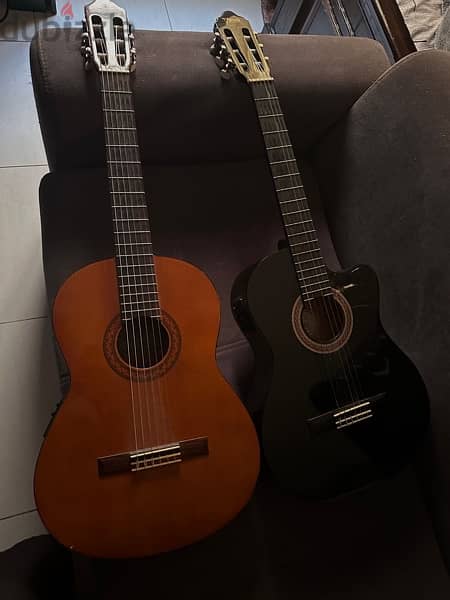 yamaha cx40 and Valencia jet black color both semi classical guitars 1