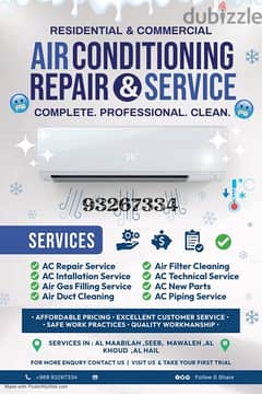 Service & repair of air conditioners, refrigerators, washing machines,