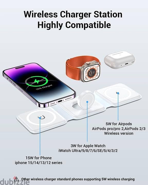 3 in 1 Magnetic Foldable Wireless Charger WHT1 (!New-Stock!) 3