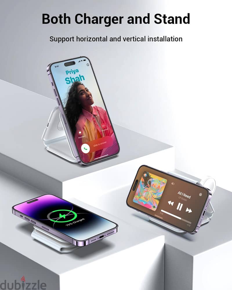 3 in 1 Magnetic Foldable Wireless Charger WHT1 (!New-Stock!) 5