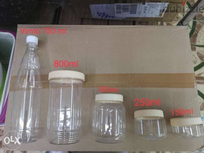 علب زجاجية وبلاستيكية جديدة jar and bottels new plastic and glass 1