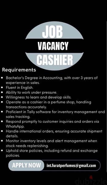 vacancy for Cashier and Accountan 0