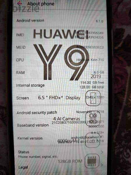 for sale Huawei y9 2019 new 6. gb ram and 128 rom 3
