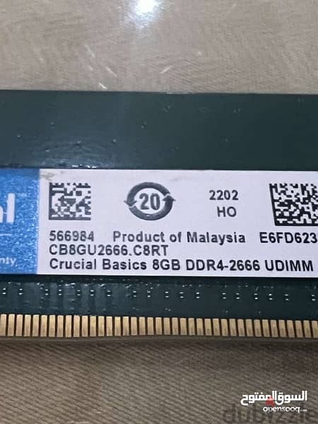 ‏8GB Ram DDR4-2666 UDIMM رام للكمبيوتر 1