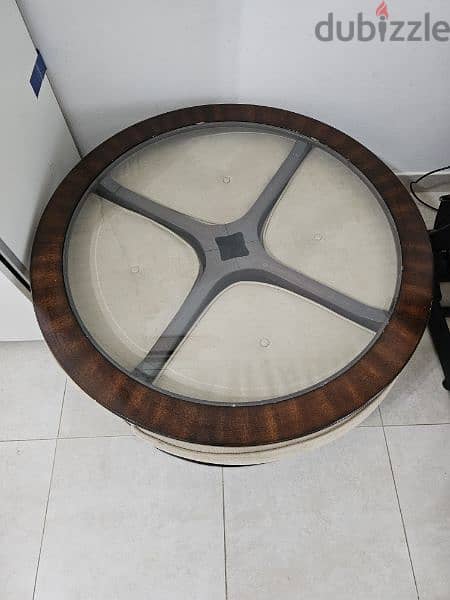 wooden coffee table with 4 stools 2