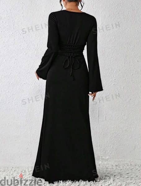 New Lace-Up Black Maxi Dress / L 1