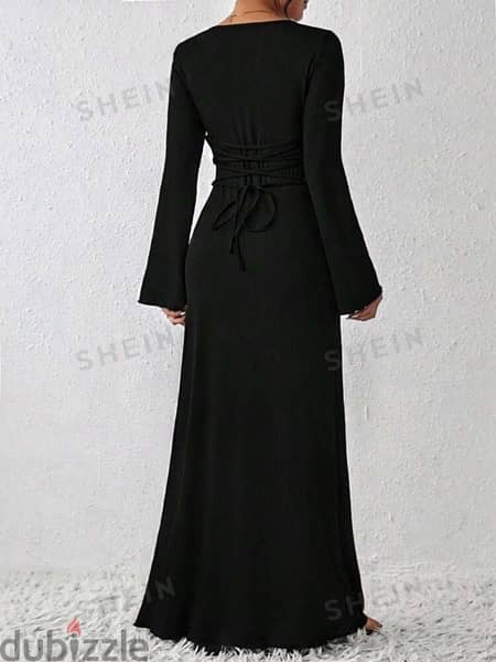 New Lace-Up Black Maxi Dress / L 2