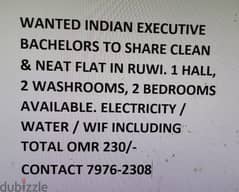 Furnished Flat required to be shared with any Indian Bachelors