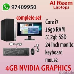 4gb NVIDIA Graphics Desktop Complete Set Core i7 -16gb Ram 512gb ssd