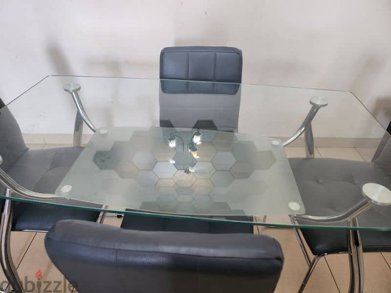 steal deal price -Home centre glass 4 seater Dining table 3