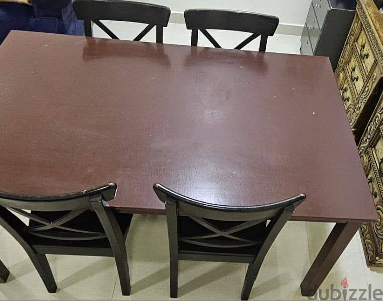 dining table with 4 chairs for sale. contact number 78598959 4