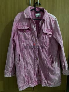 lee cooper pink denim long jacket 6 OMR