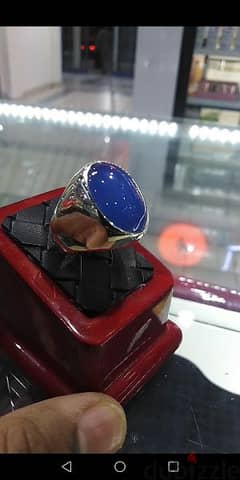 silver Italian ring with aqeeq