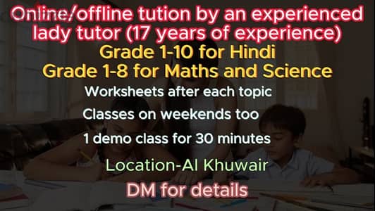 Tuition for Maths,Science and Hindi