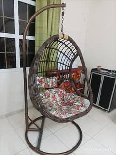 Single seater swing chair with stand & cushion