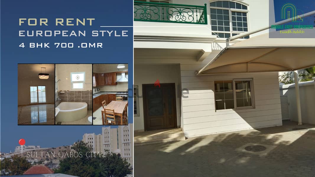 3Ak2-European style 4BHK villa for rent in Sultan Qaboos City near to 16