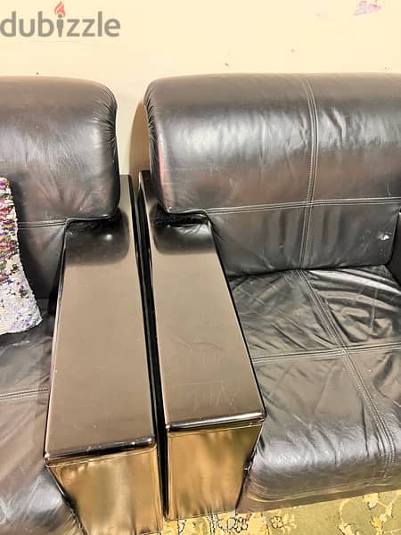 Solid Sofa with Leather Excellent condition 3