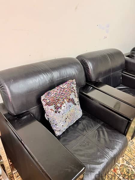 Solid Sofa with Leather Excellent condition 4