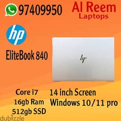 HP ELITEBOOK 840 CORE I7 16GB RAM 512GB SSD 14 INCH SCREEN