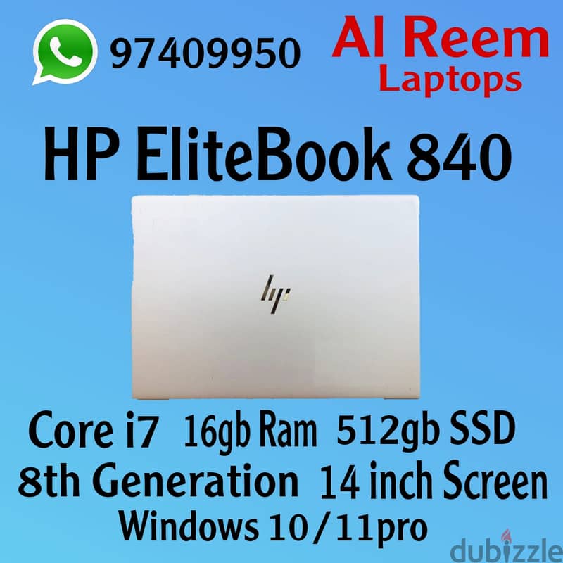 HP ELITEBOOK 840 CORE I7 16GB RAM 512GB SSD 14 INCH SCREEN 0