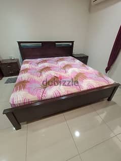 King size Bed with mattress and 2 side tables