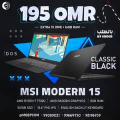 Msi Modren 15 , AMD Radeon Graphics , Ryzen 7 - لابتوب من ام اس اي !