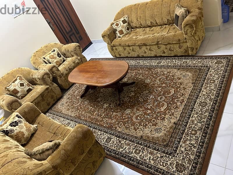 Sofa set (7 people) + coffee table + rug (3x2m) 3