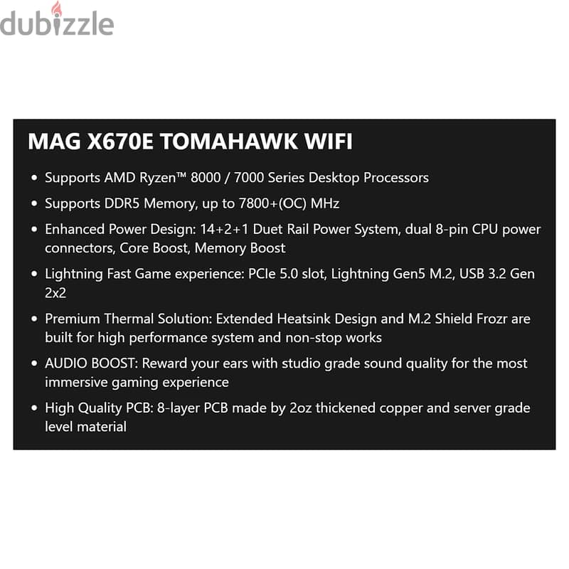 Msi MAG x670e Tomahawk Wifi Gaming Mother Board - مذربورد من ام اس اي 6