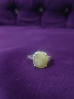 خاتم ياقوت زفير أصفر سريلانكي طبيعي natural srilankan yellow sapphire