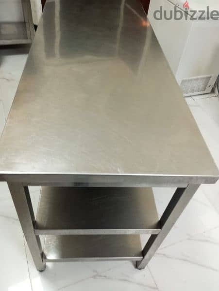 Stainless steel table with 2 tier rack 4