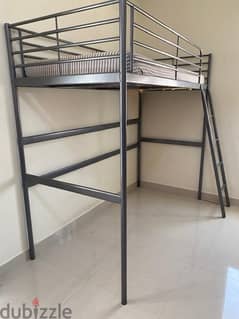 ikea stainless steel loft bed with mattress 50 riyal